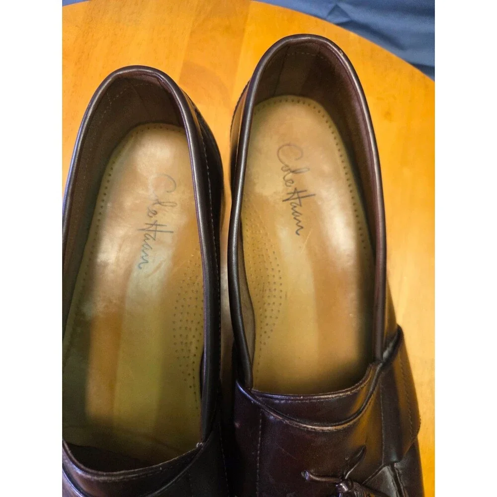 Cole Haan Men's Leather Tassel Loafers Size 14 M Dark Brown Dress Shoes
